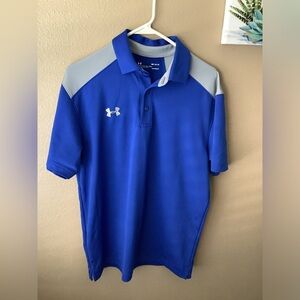Under Armour Men's HeatGear S/S Golf Polo – Loose Fit, Blue/Gray, Size Medium